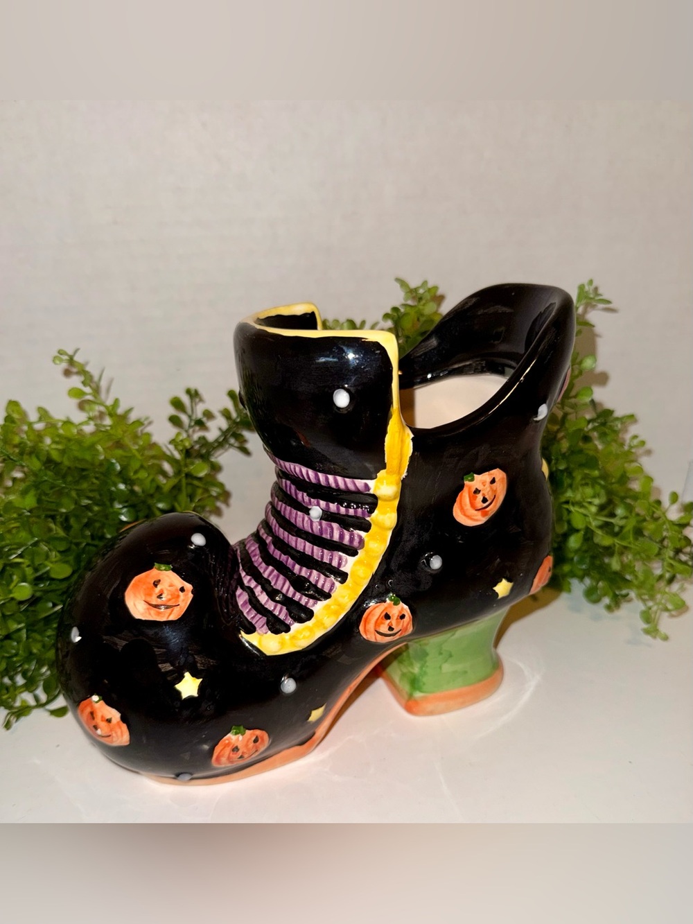 Halloween Pumpkin Boot Planter /candy dish